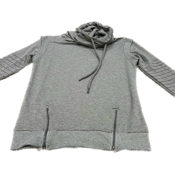 NWT GRAY MENS LONG SLEEVE FUNNEL NECK OVERSIZED SWEATSHIRT WITH ZIPPERS SIZE S - Picture 3 of 5